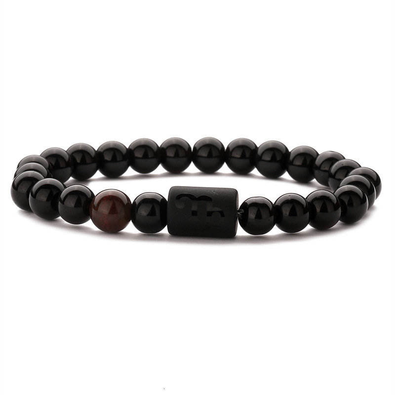 Mens Bracelet Designer Bangle Luxury Bracelet Designer Zodiac Agate Tiger Eye Agate Mixed Beads Elastic Bracelet Natural Stone Jewelry Birthday Gift