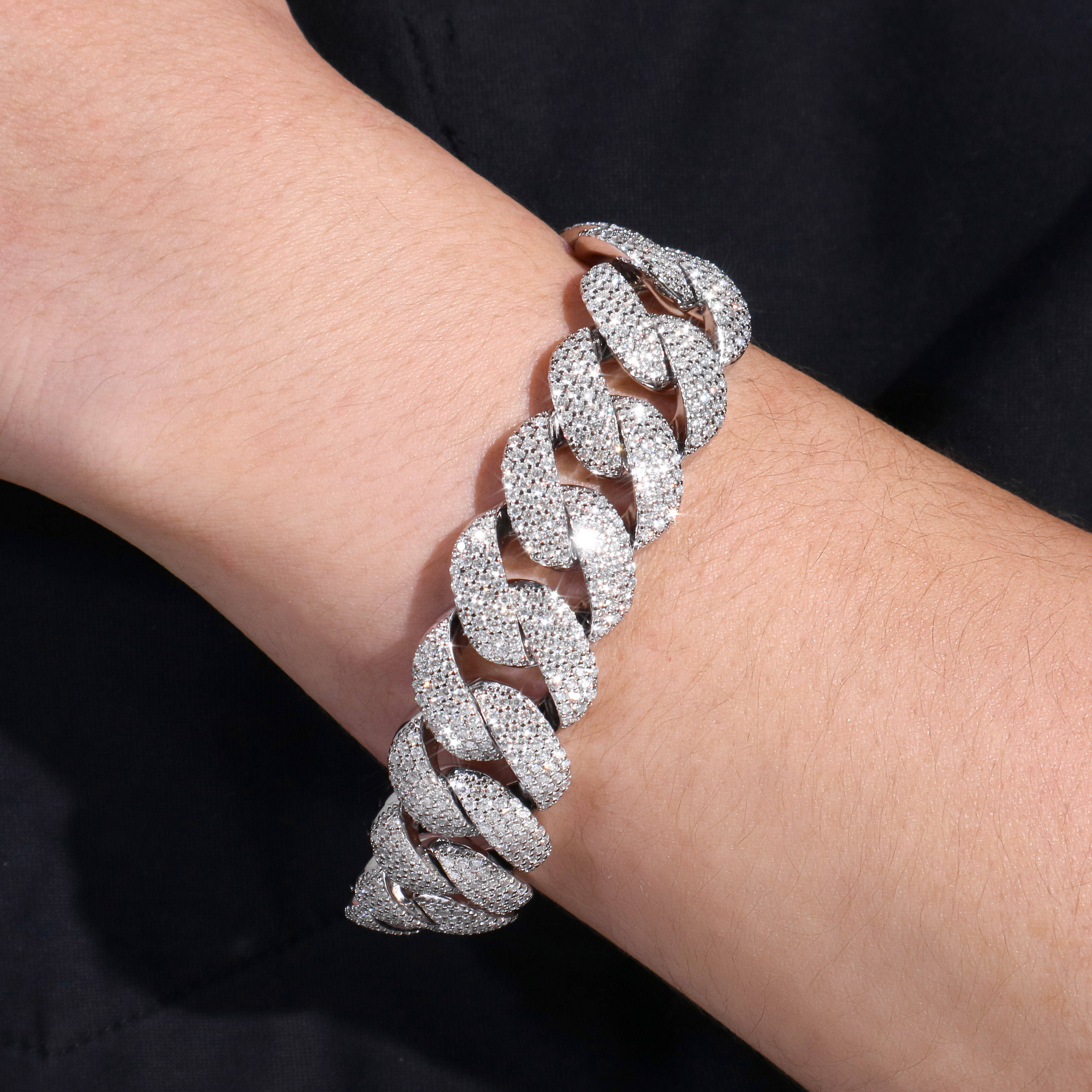 Custom 20mm 925 Sterling Silver Cuban Link Chain Iced Out Full Setting Moissanite Cuban Bracelet - view 3