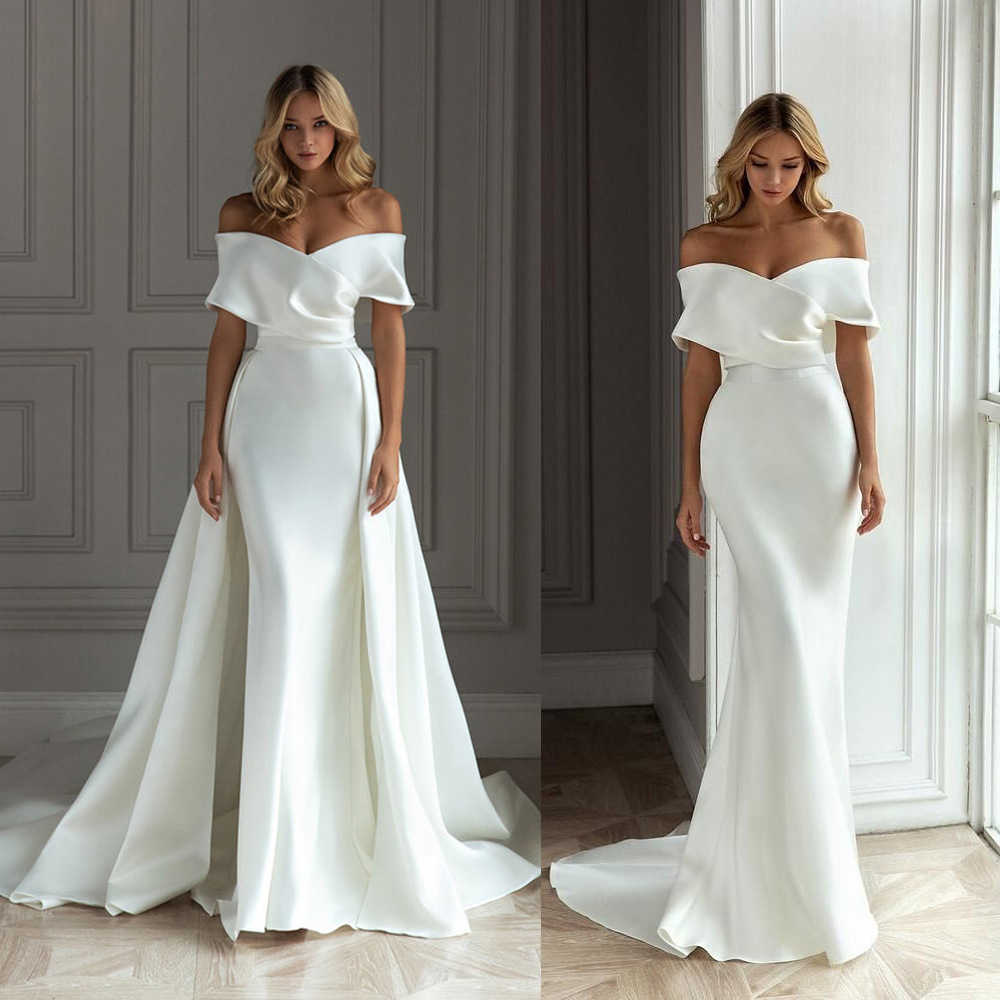 Lightweight wedding dress 2026 new style one-shoulder design, slimming, elegant, figure-hugging and sexy white trailing evening gown for women Z260425