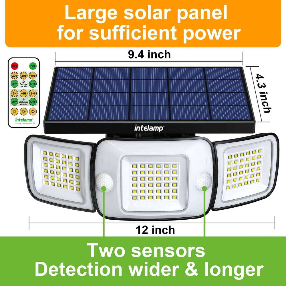 1200LM High Power Led Light Sunlight Powerful Outdoor Motion Sensor Solar Garden Street Patio Wall Yard Lamp