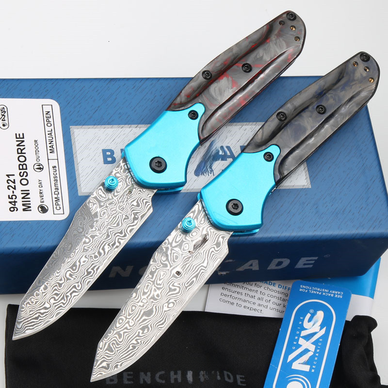 BM 945- Gold Mini Class O Sbor Ne Folding Knife 2.92" Vg10 Damascus Blade Carbon Fiber Handle Outdoor Hunting Camping Knife Pocket Knife
