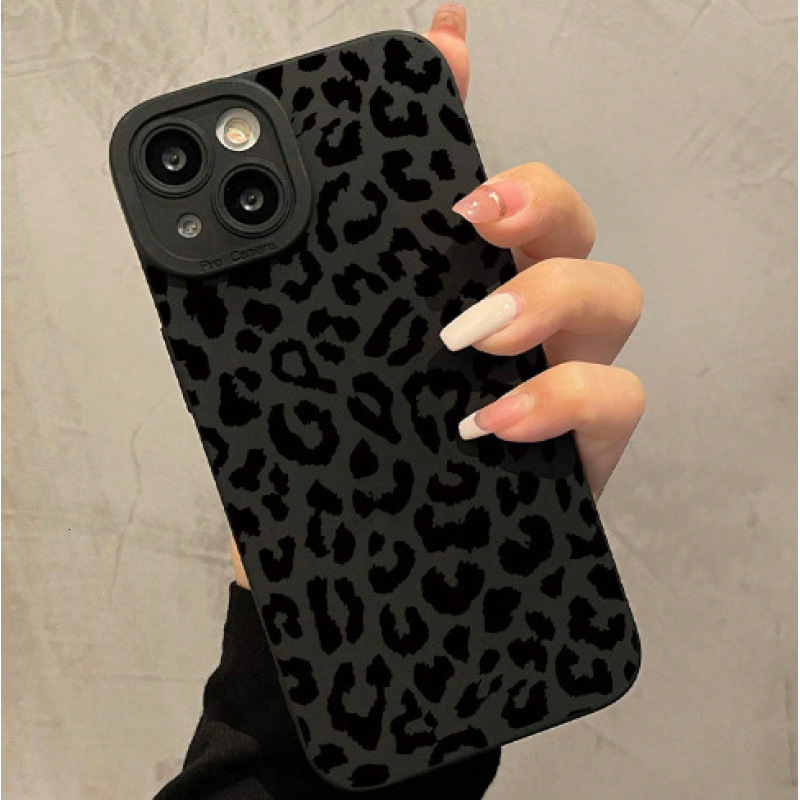 Compatible with Apple 16 Pro Max Creative Personality Leopard Print Phone Silicone 15 Soft Case 14 Shockproof 13 New Model 12 Small