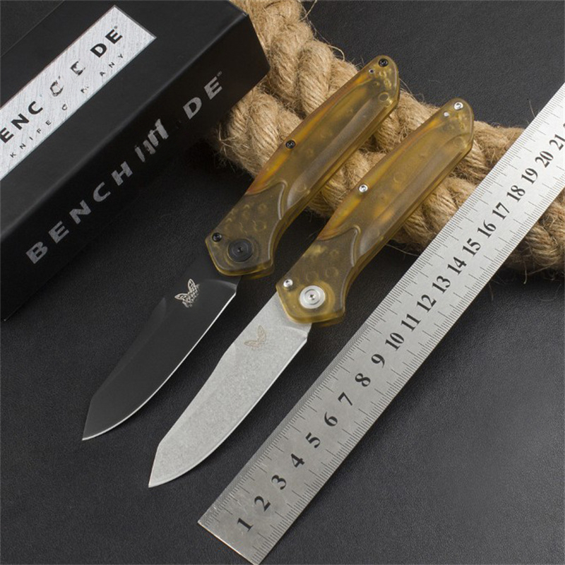 BM9400 Folding Knife PEI transparent material Handle High Hardness Folding Knife Outdoor Hunting Camping Hiking EDC Pocket Knife