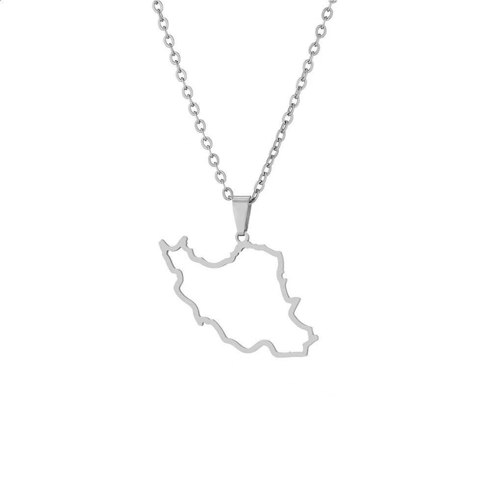 Cazador Gold Color Iran Map Heart Pendant Necklace Stainless Steel Iranian Necklaces for Women Waterproof Jewelry Gift Wholesale 260421 - view 7