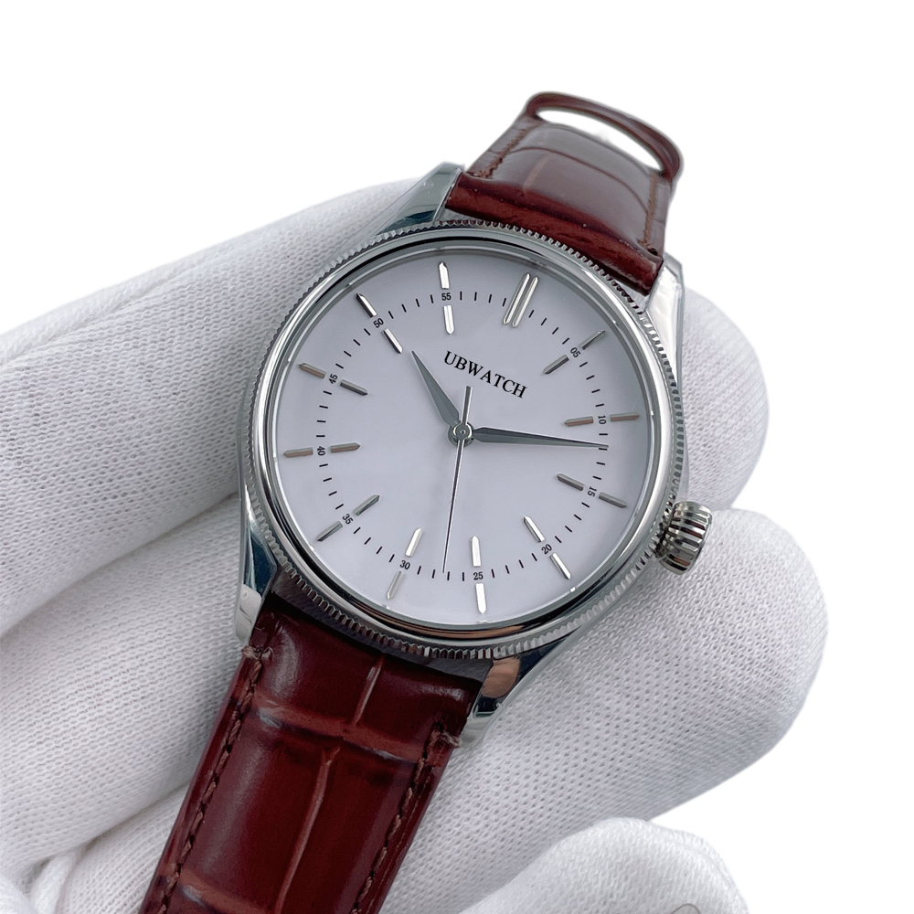 St9 U1 Upgraded Mechanical Leather Mens Cellini Silver Watch Watch Brown Strap Series Automatic Mechaincal Silver Dial Men Watches Male Wristwatches