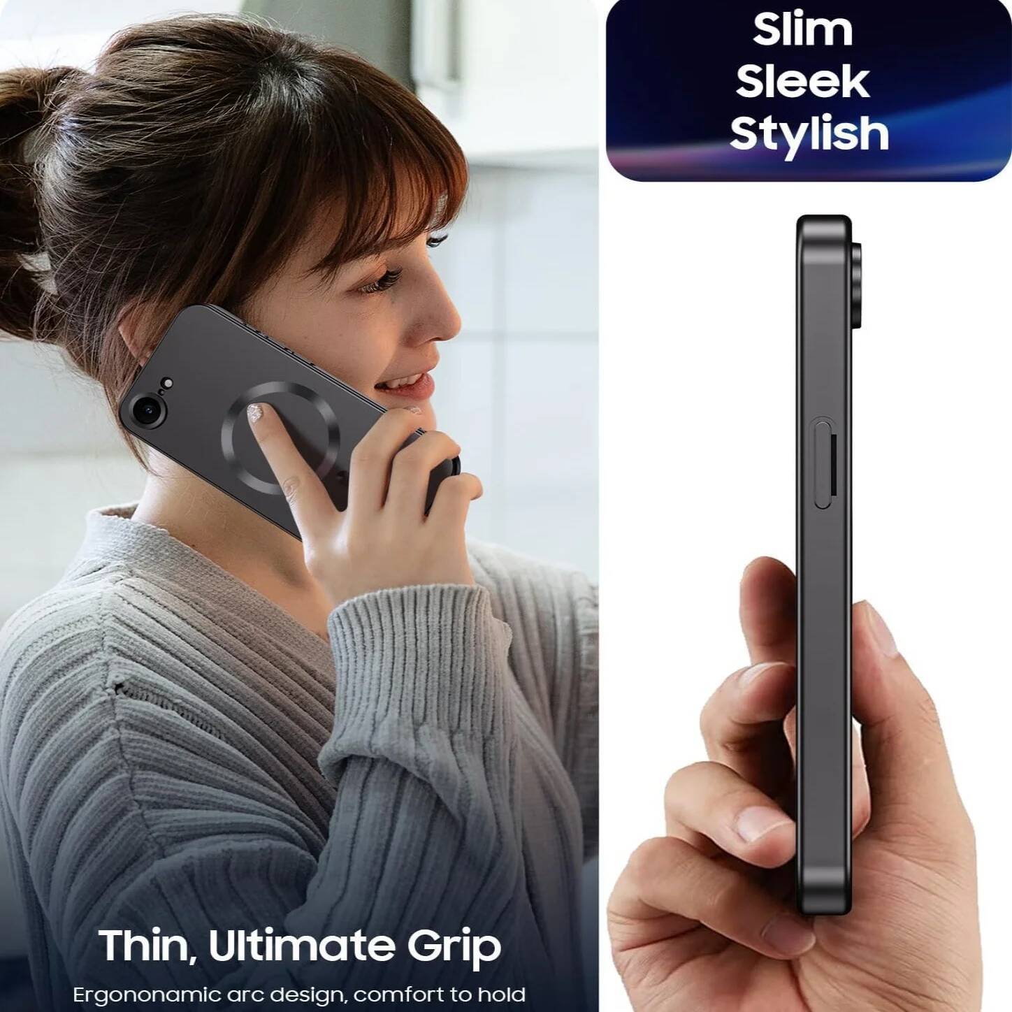 Phone Case iPhone 17e/16e Phone Case Compatible with Magnetic Built-in Camera Lens Protector Slim Soft Bumper Shockproof