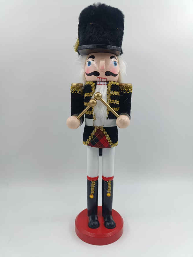 Black & Gold Drummer Nutcracker Christmas Holiday Tabletop Ornament