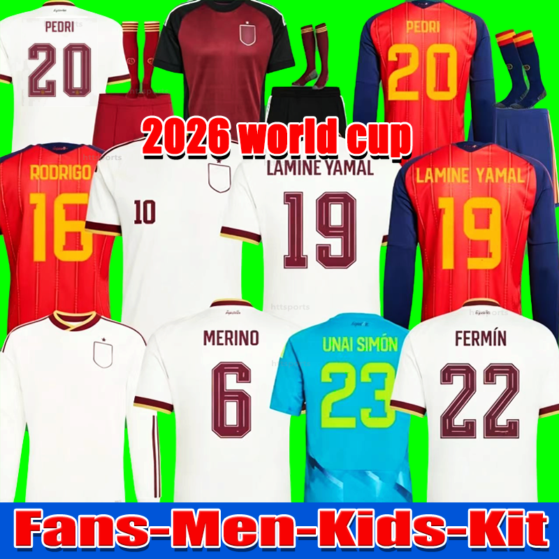2026 Spain LAMINE YAMAL Soccer Jerseys 26 27 Home WILLIAMS JR MORATA FABIAN JOSELU OLMO Spanish Espana Football shirt RODRIGO PEDRI CARVAJAL kids kit uniforms