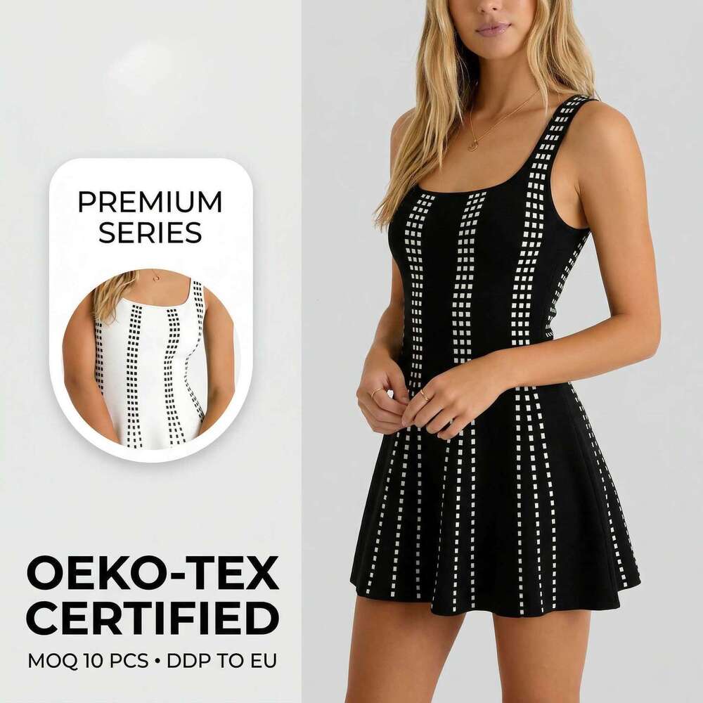 Designer's multifunctional A-line shorts, summer new k30 high waisted slim fit square neck sleeveless knitted dress