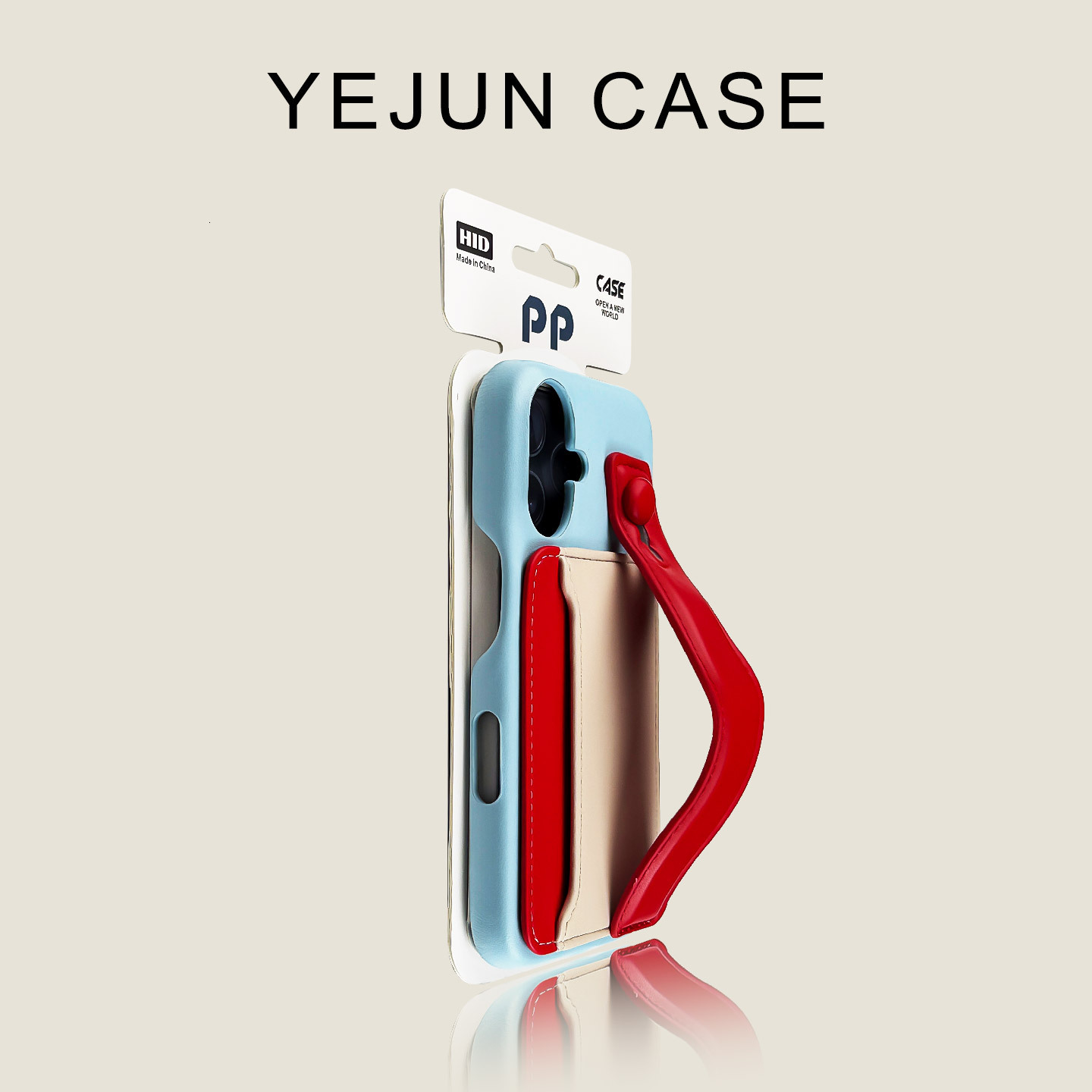 Suitable for iPhone 16/16 17 Blue Case Red Wrist Strap Apple 16 Pro Max Color Block Card Holder 15