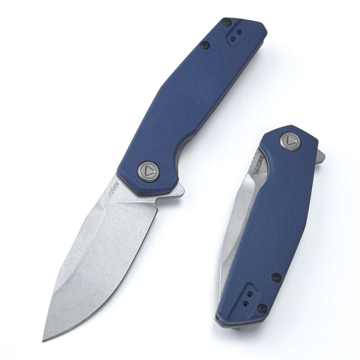 2036 Folding Knife, Clip Point Blade with Blue Handle, Stonewash Blade Hunting fishing Pocket Knives hand tools
