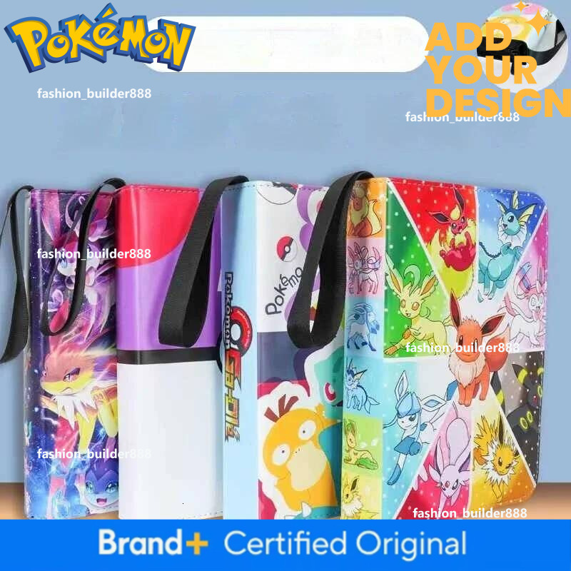 Four-Grid Pokemones Card Collection Album Binder Card Album Book Cartoon Pu Zipper Photo Album File Anime Peripheral Toys Gift