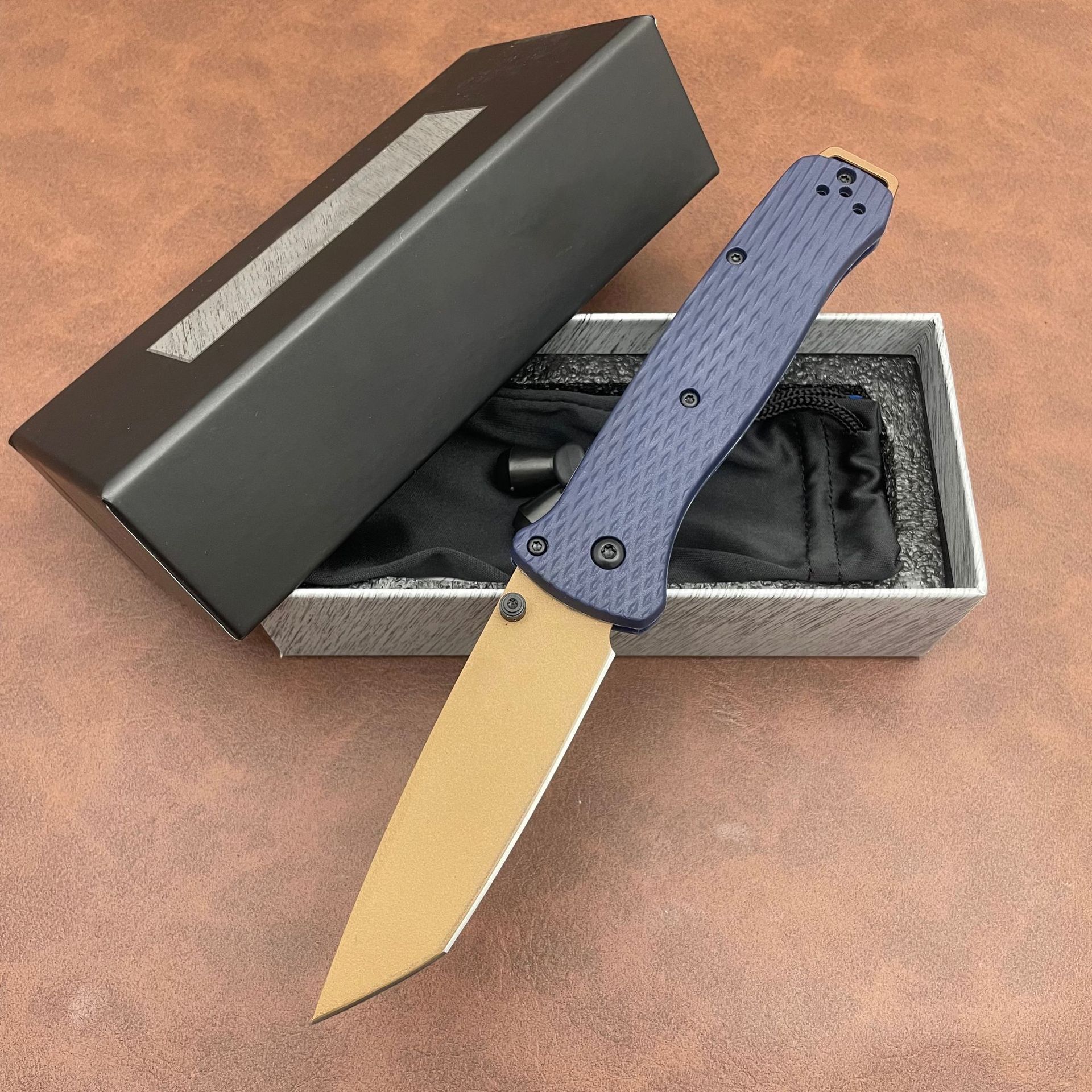 BM 537 Folding Pocket Knife Drop Point Flat Blade Nylon Fiber Handle Hunting Camping Tactical Combat Self-Defense Multi-Function