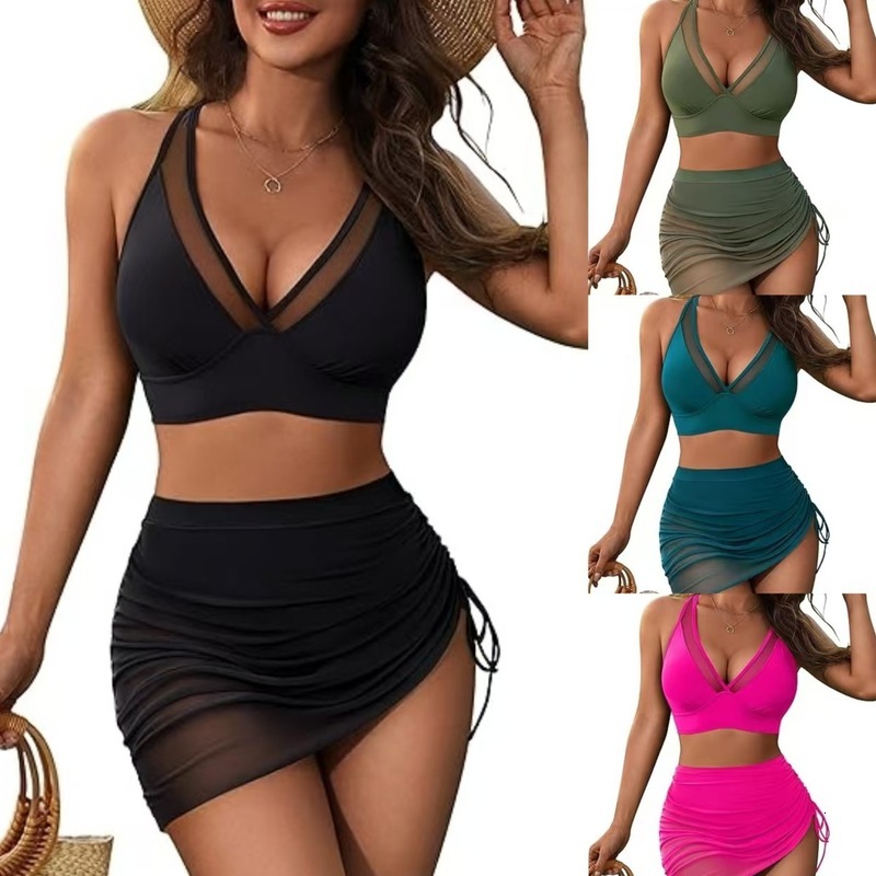 Bikini Luxury Swimsuit Bathing Suits Designer Women Mesh Drawstring Slimming Two Piece Bathing Suit Sexy Luxury Beachwear Summer Brand Swimwear