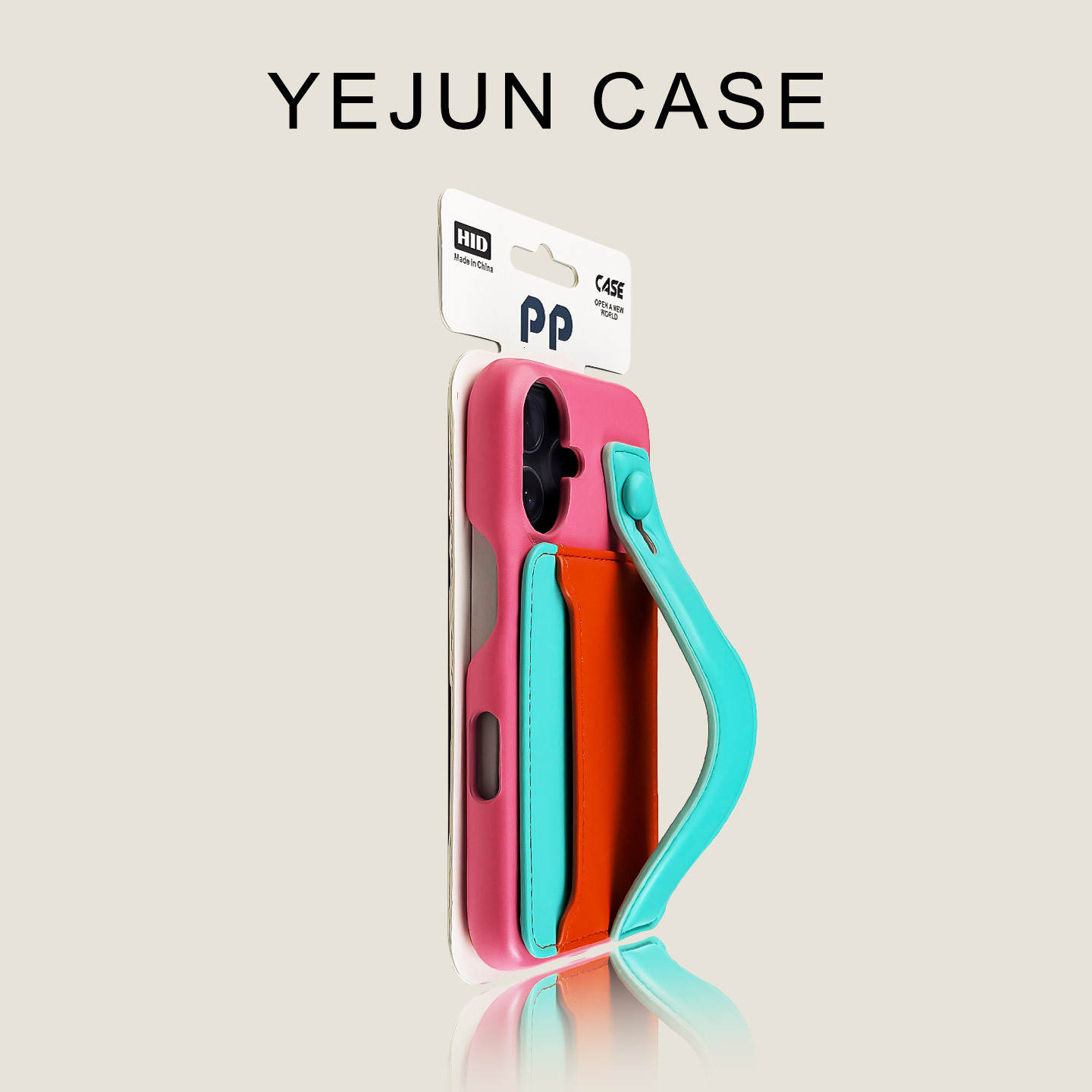 Suitable for iPhone 16/16 17 Blue Case Red Wrist Strap Apple 16 Pro Max Color Block Card Holder 15