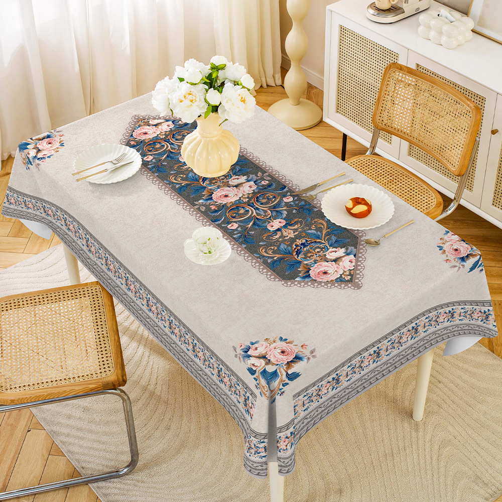 YL-38543 Custom Middle Eastern Style Rectangular Tablecloth, Waterproof, Oil-proof, Wash-free, Household PVC Coffee Table/Dining Table Cloth, Wholesal