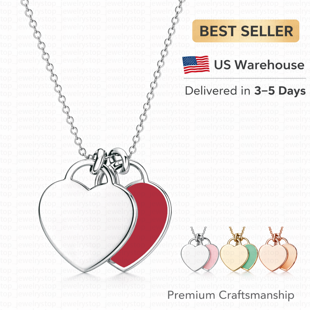 Designer Double Heart Necklace for Women Plated Pendant Jewelry Minimal Love Necklace for Daily Wear
