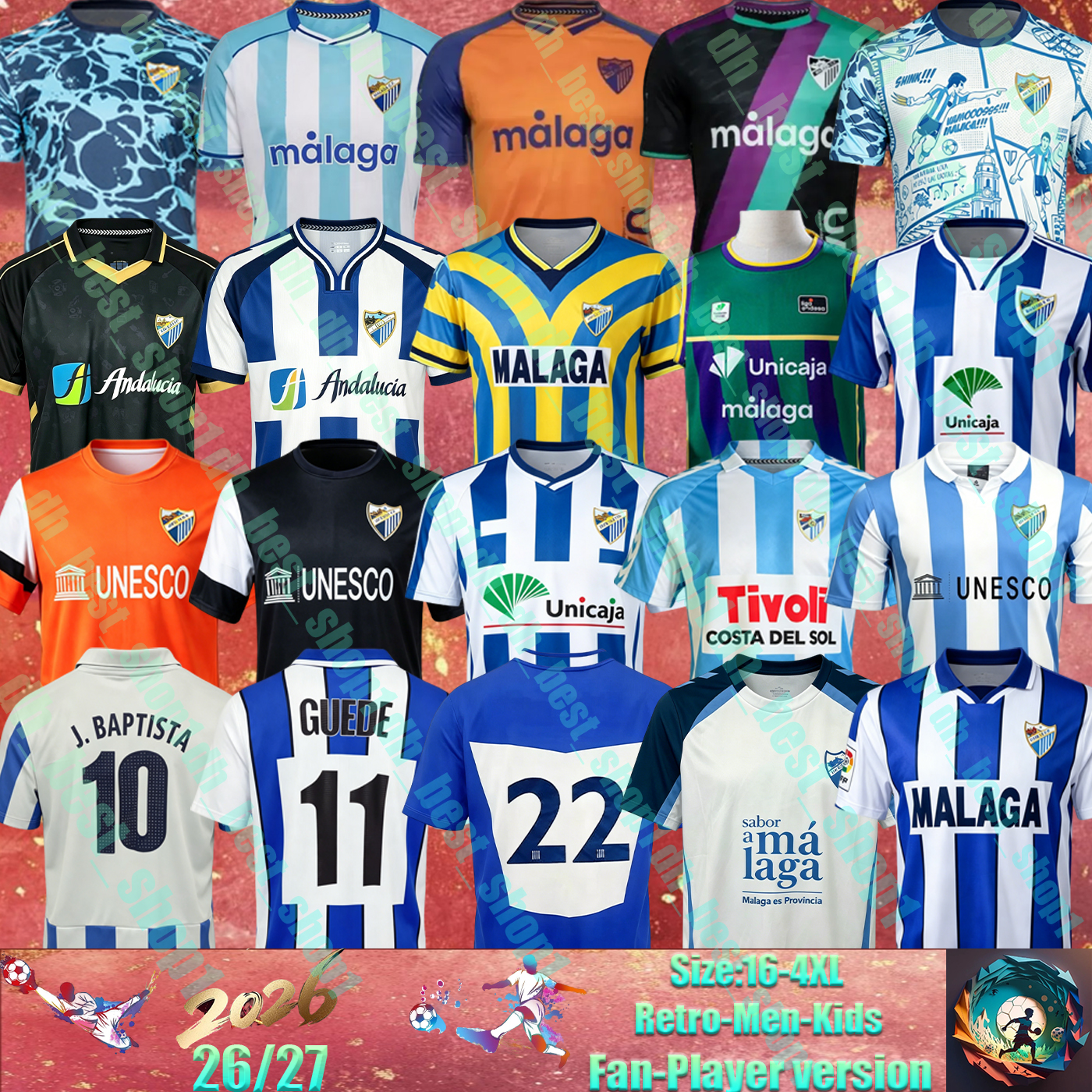 25 26 Malaga soccer jersey Retro ISCO ANTONITO C. DIONI CASTEL MUNOZ SAVIOLA D.LARRUBIA BUSTINZA M. JUANDE GALLAR R. JAUREGI LOBETE MALAGUISTA Football Shirt Men kids kit