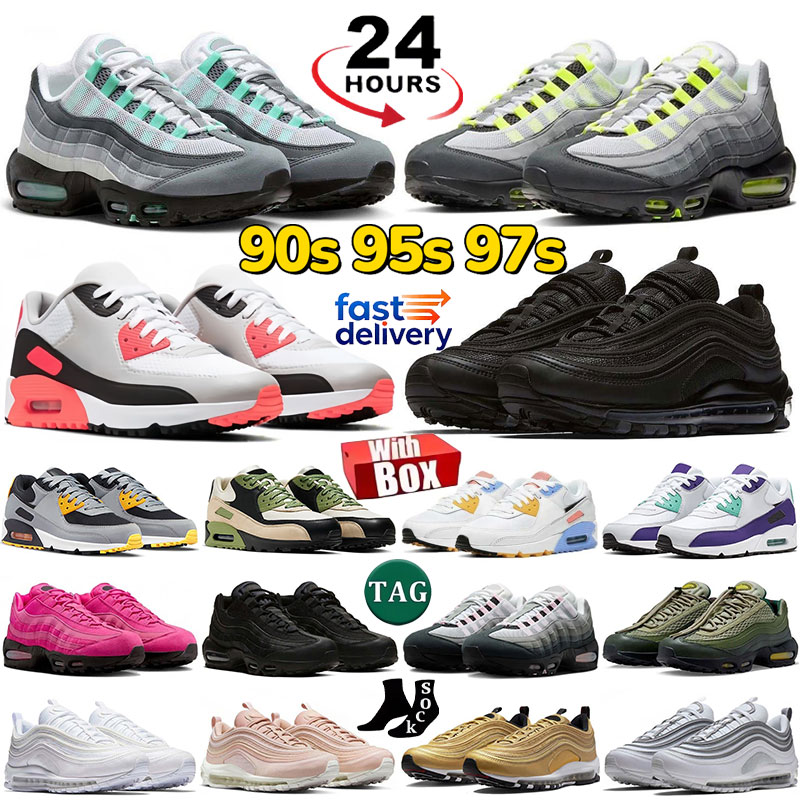 Designer Sneakers 90s 95s 97s Trainers Men Women Running Shoes 97 Sean Wotherspoon Athletic Department 90 95 Triple Black White Outdoor Sports Sneaker With Box 36-45