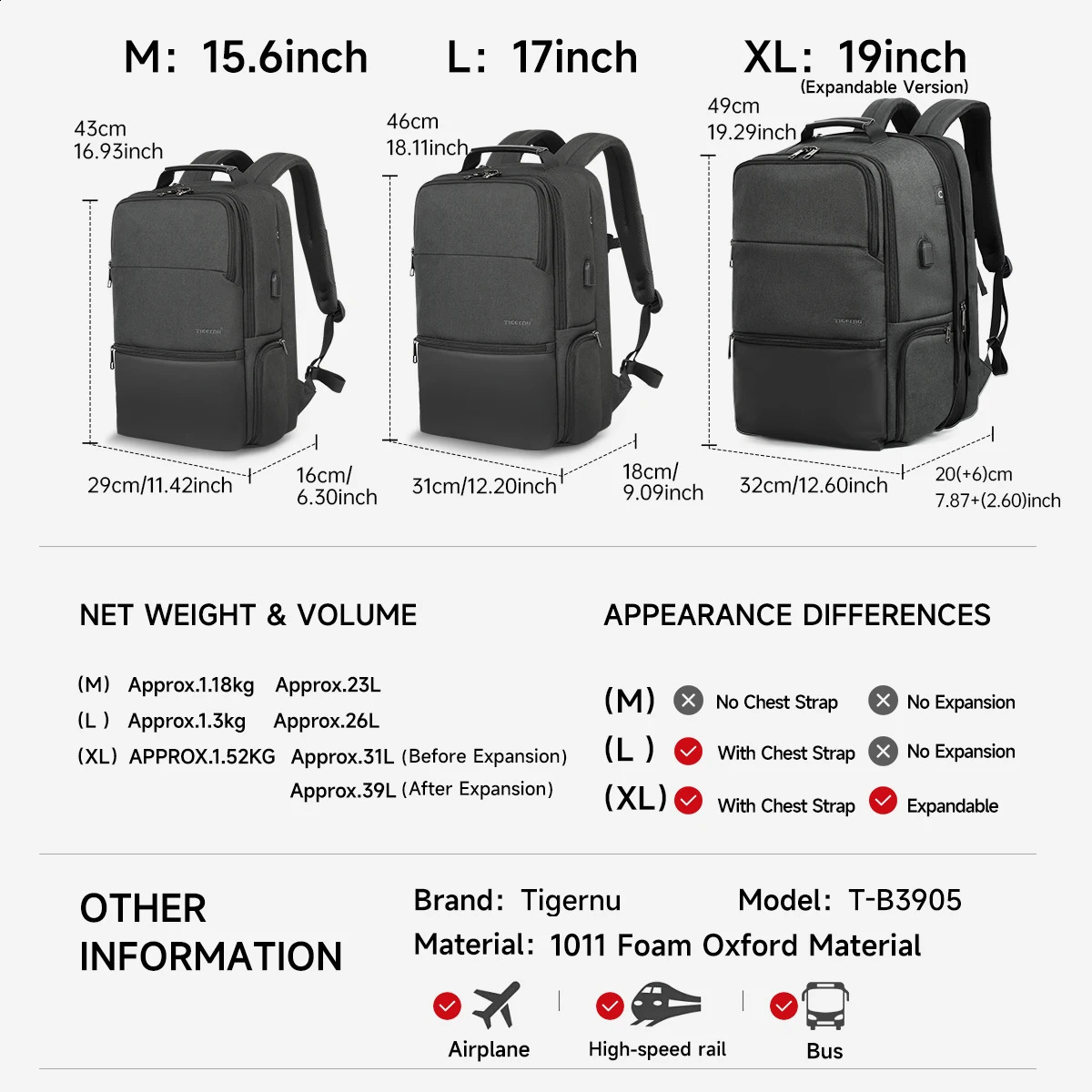 Tigernu Travel Backpacks For Men 156 17 19 Laptop Backpack Male Business Bags School Mochila Knapsack y260615 - view 3