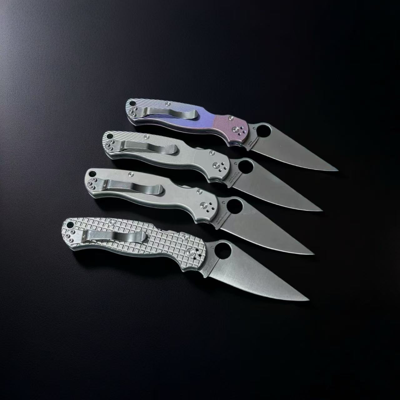 c81 Checkered Aluminum Alloy Handle Folding Knife Outdoor Pocket Knife with Full Steel Handle Camping Hiking Survival Knife Top Pocket Knife
