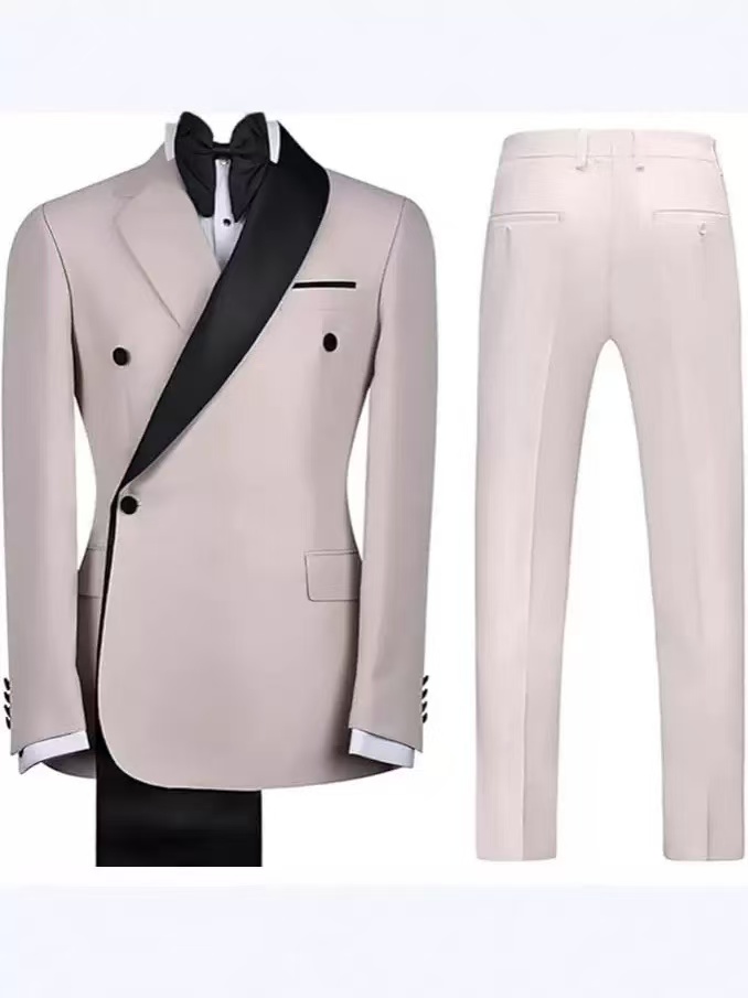 Mens Suits Casual Contrast Color Men 2 Pieces Single Breasted Wedding Groom Tuxedos Customized Blazer Pants Traje Juvenil Masculino