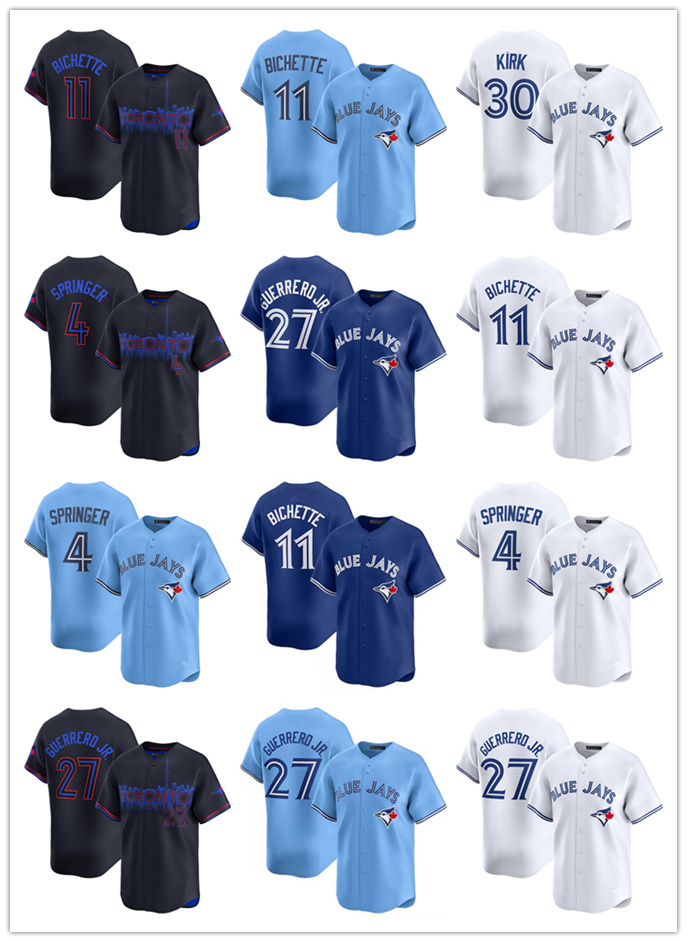 MLB Jersey Custom Blue Jays Baseball men Joe Carter 27 Vladimir Guerrero Jr. 11 Bo Bichette 4 George Springer 30 Alejandro Kirk 34 Kevin Gausman 5 Daulton Varsho