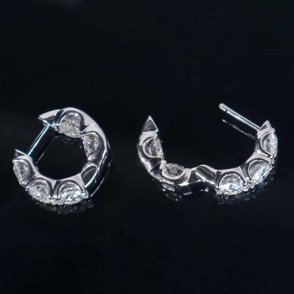 High Quality Hip Hop VVS GRA Certificated Luxury Hoop Wedding Ice with VVS moissanite Earrings - view 4