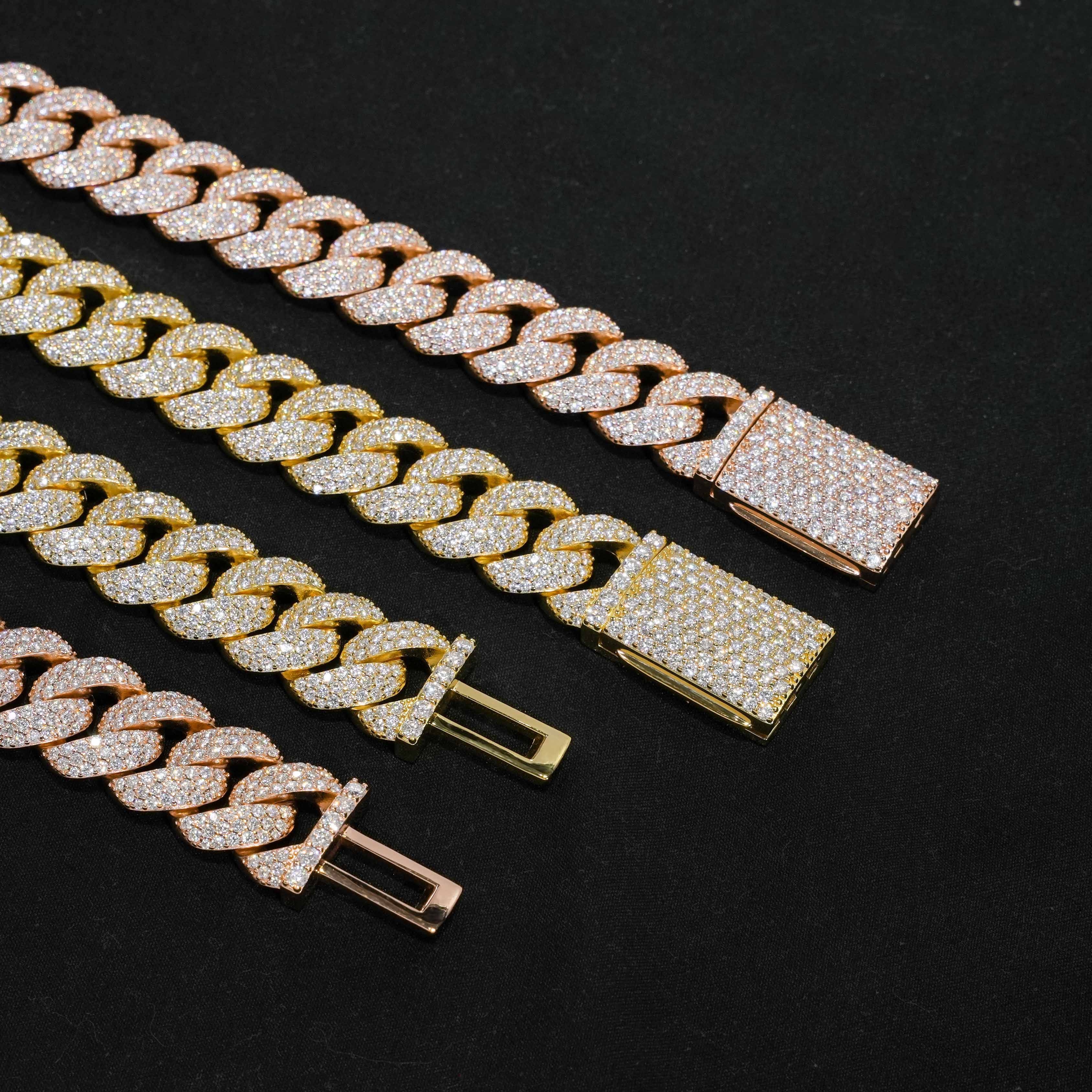 Custom 20mm 925 Sterling Silver Cuban Link Chain Iced Out Full Setting Moissanite Cuban Bracelet - view 6