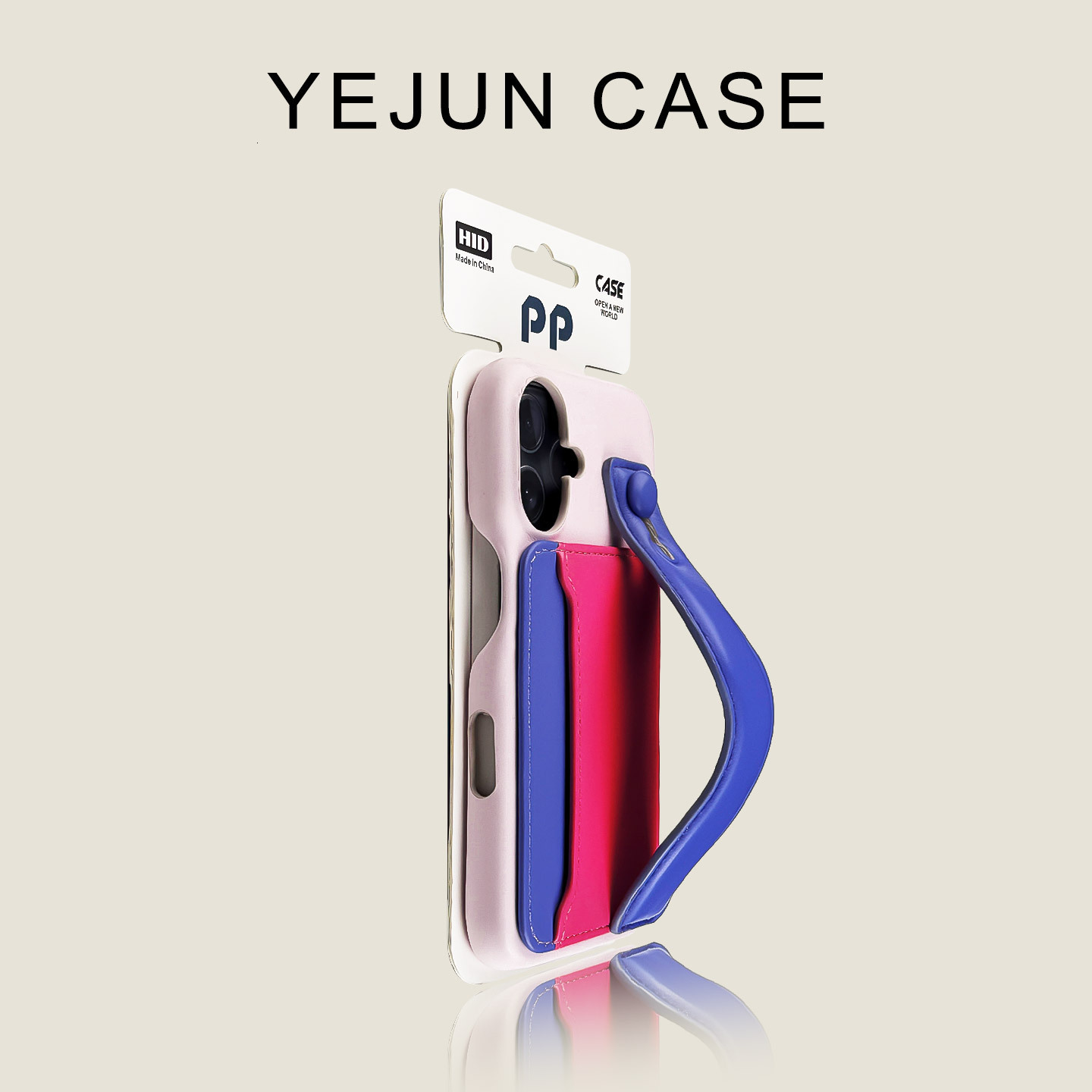 Suitable for iPhone 16/16 17 Blue Case Red Wrist Strap Apple 16 Pro Max Color Block Card Holder 15