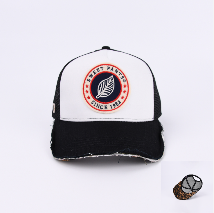 Luxury designer hat Sweet Pants 1982 Leaf Patch Trucker Cap Men Women Vintage Distressed Mesh Baseball Hat Similar to the genuine product by 99% AAAAA