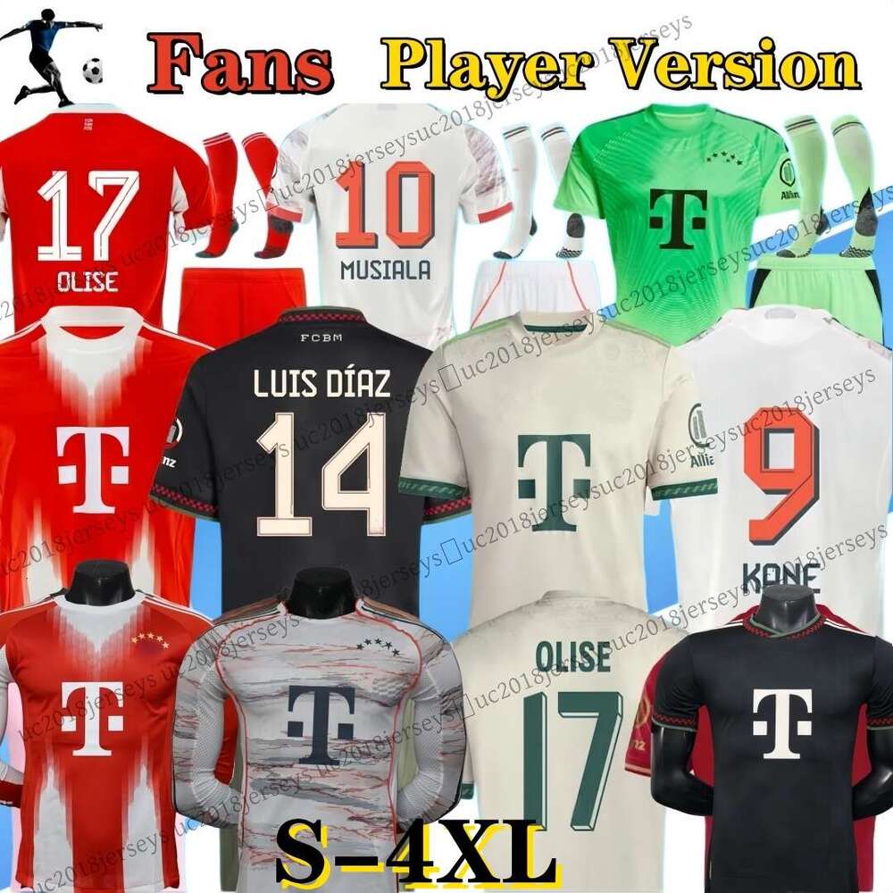 Long sleeves Player Version OLISE 25 26 soccer jersey MUSIALA 2025 football shirt GNABRY camisa de futebol KIMMICH Kit Neuer KANE Munich Beckenbauer LUIS S-4XL Fans