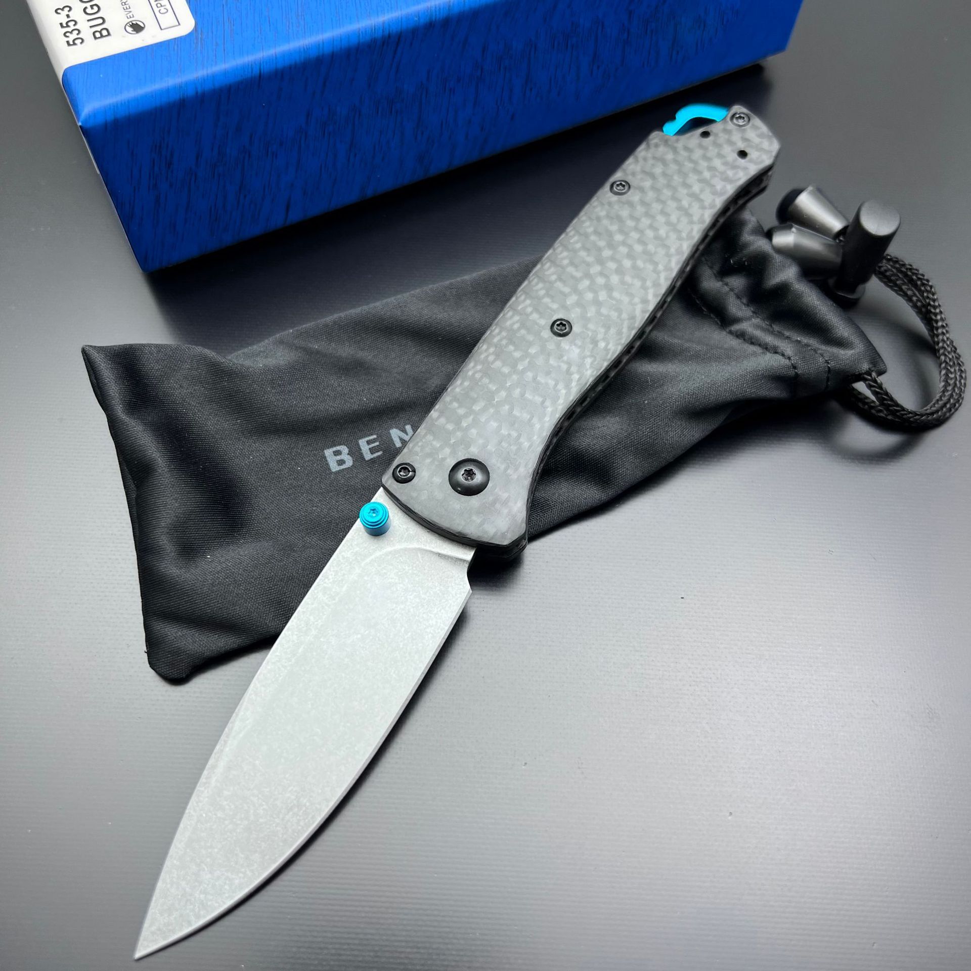 BM 535 Folding Tactical Knife Damascus Steel Blade Bugout Knife Carbon Fiber Handle Pocket Outdoor Camping Self-defense Knives