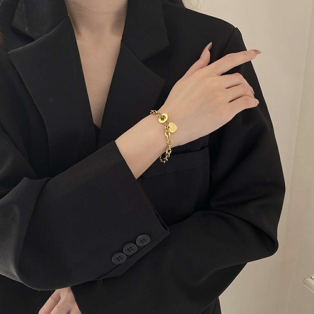 Heart Shaped Couple Bracelet Women Titanium Steel Personalized Jewelry Fashionable Multi-functional Clasp Bangle Love Gift