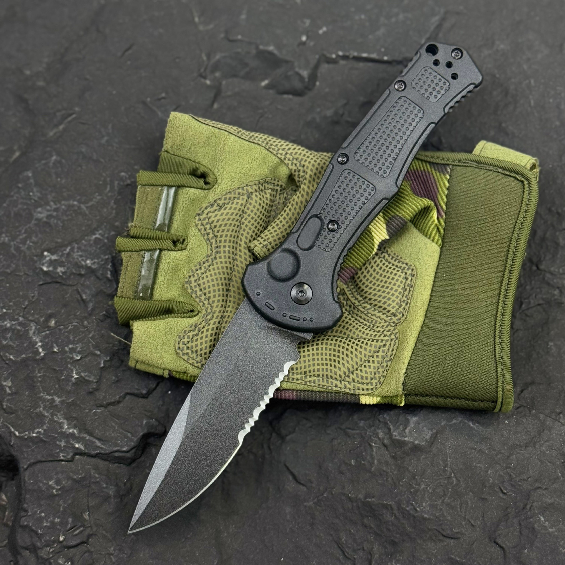 9070 Portable Outdoor Pocket Knife D2 Blade Nylon Fiber Handle Camping Fruit Folding Knife EDC Jungle Hiking Adventure Survival Tool
