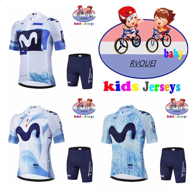 Baby Movistar Team Kids Cycling Jersey Set Boys Girls Cycling Clothing Children Road Bike Shirts Suit Bicycle Pants MTB Maillot 260423