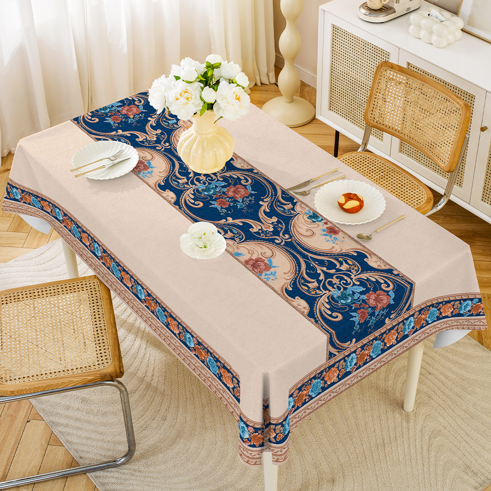 YL-38542 Custom Middle Eastern Style Rectangular Tablecloth, Waterproof, Oil-proof, Wash-free, Household PVC Coffee Table/Dining Table Cloth, Wholesal