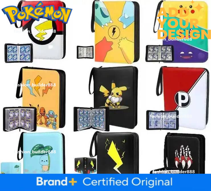 Four-Grid Pokemones Card Collection Album Binder Card Album Book Cartoon Pu Zipper Photo Album File Anime Peripheral Toys Gift
