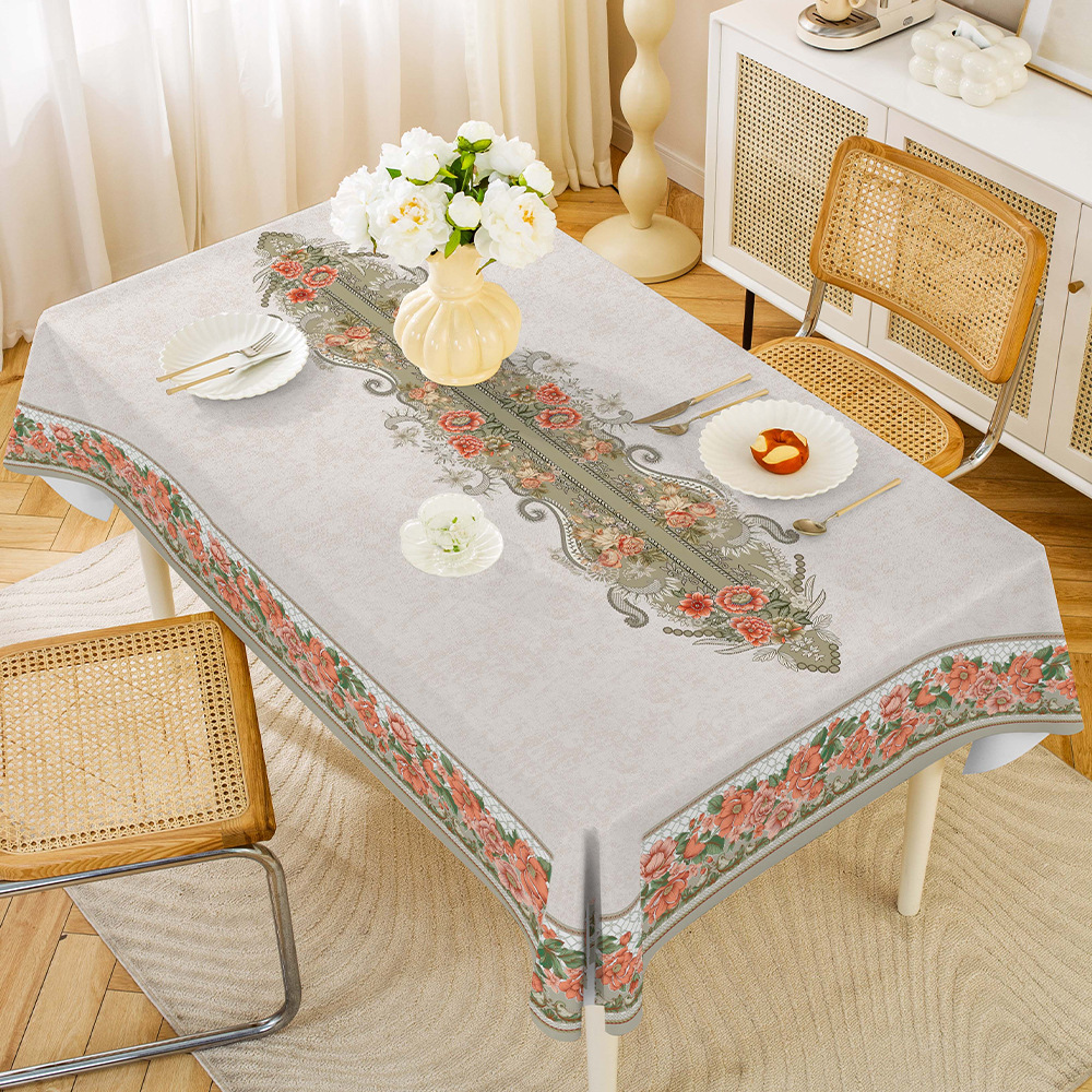 YL-38545 Custom Middle Eastern Style Rectangular Tablecloth, Waterproof, Oil-proof, Wash-free, Household PVC Coffee Table/Dining Table Cloth, Wholesal
