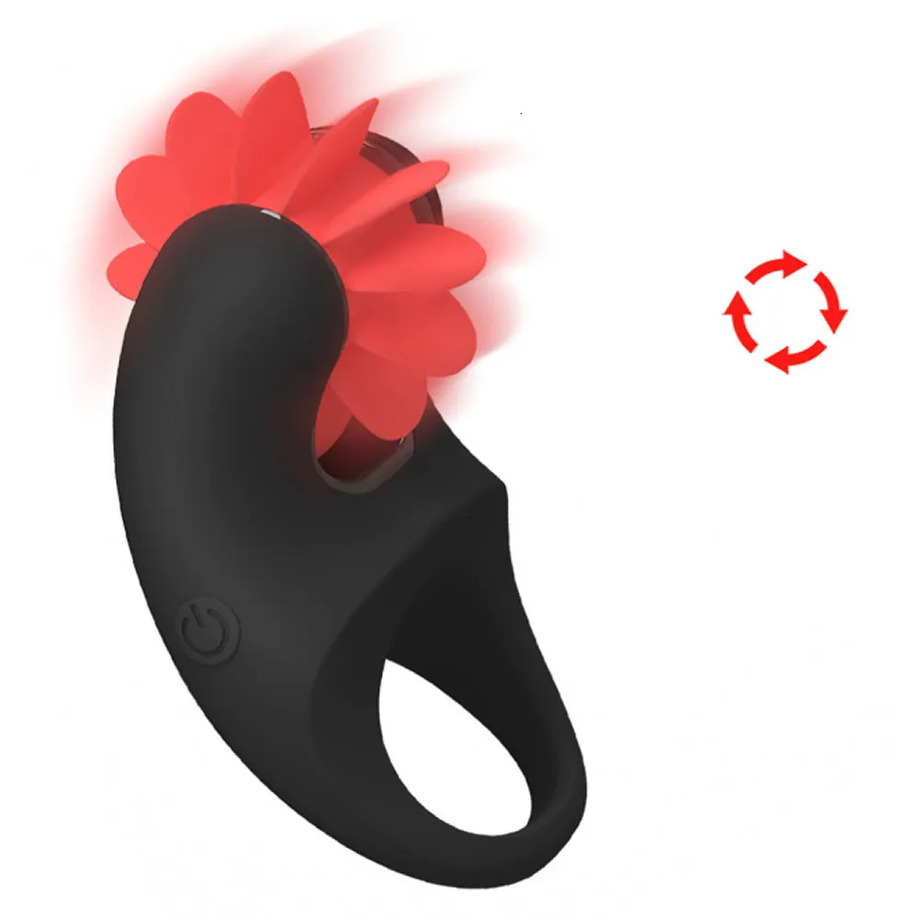 adult toys 2026 New 10 Speeds Vibrators Penis Cock Rings Sex Toys For Couple Male Delayed Ejaculation Rotation Clitoris Stimulator Tongue Licking 1012
