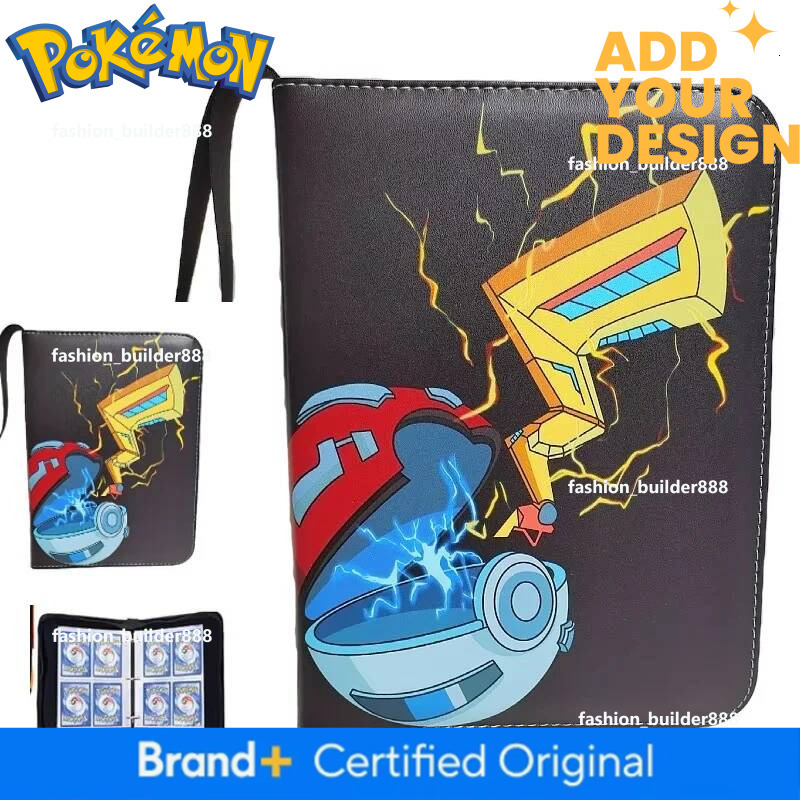 Four-Grid Pokemones Card Collection Album Binder Card Album Book Cartoon Pu Zipper Photo Album File Anime Peripheral Toys Gift