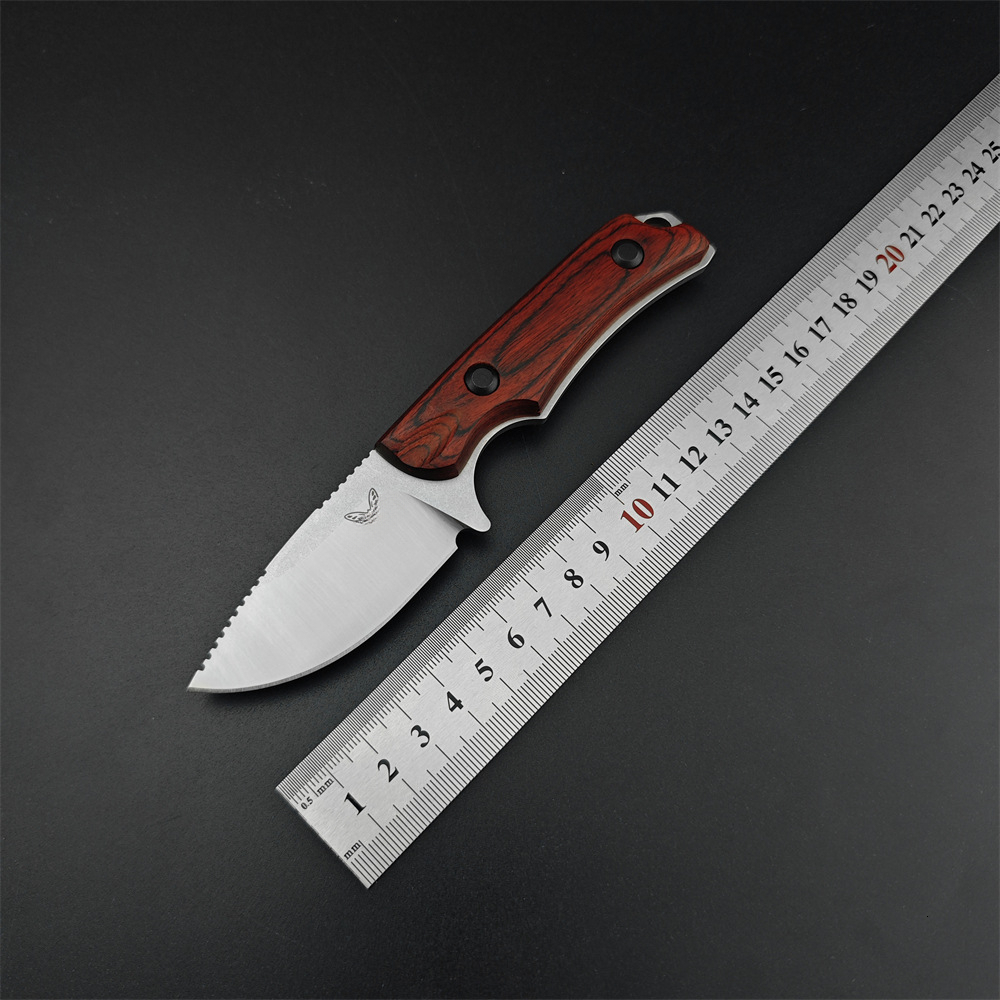 BM 15017 Hunt Hidden Canyon Hunter Mini Drop Point Fixed Blade Knife Wood / Orange G10 Handle Tactical Survival Camping Knives