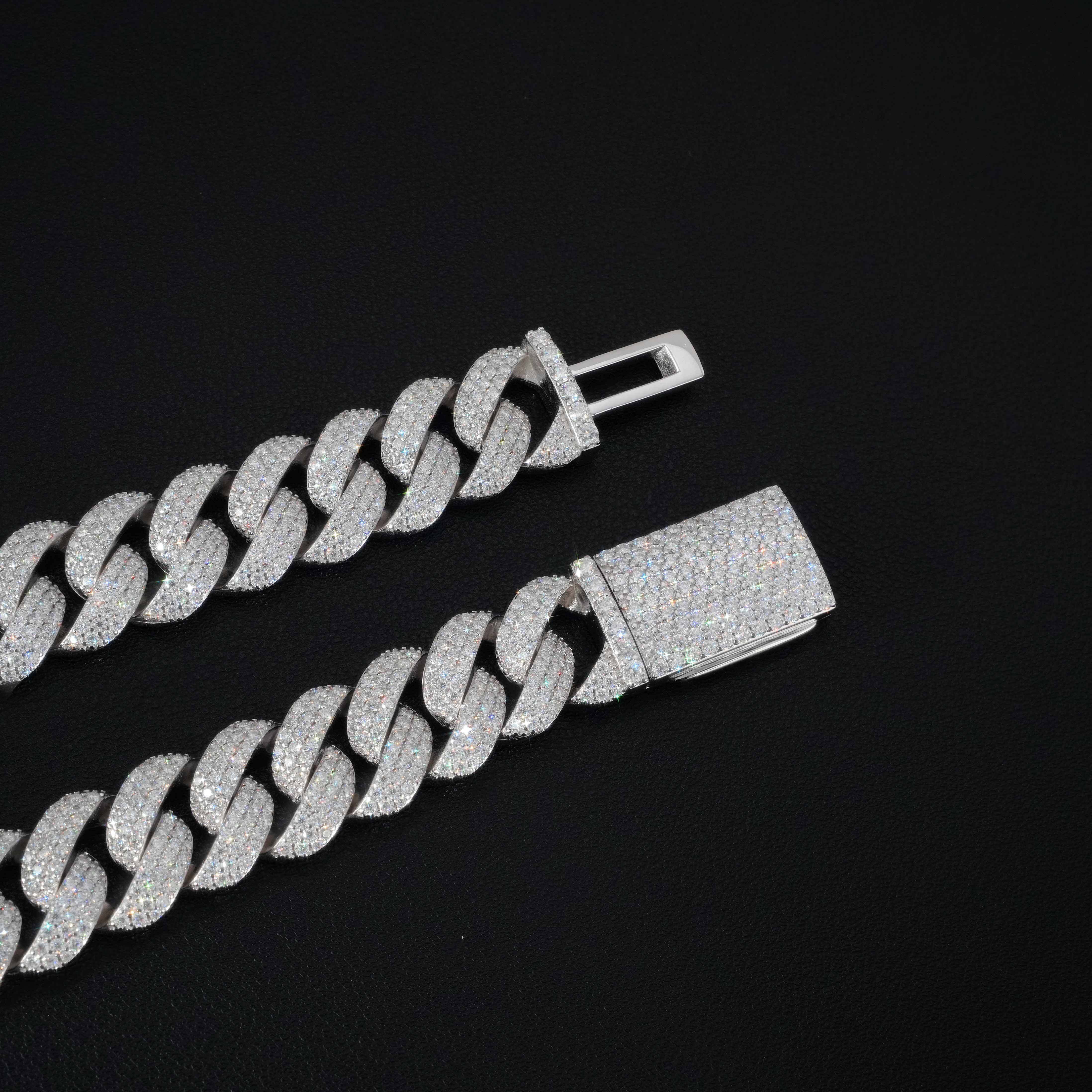 Custom 20mm 925 Sterling Silver Cuban Link Chain Iced Out Full Setting Moissanite Cuban Bracelet - view 7