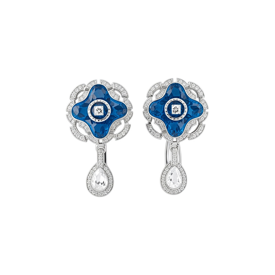 Diamond-studded Enamel Round Teardrop Earrings and Ring Set French Vintage Light Luxury High-end Jewelry - view 9