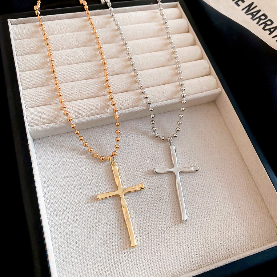 European American cross-border metal round long cross pendant necklace, simple and stylish collarbone chain, high-end women's accessory - view 9