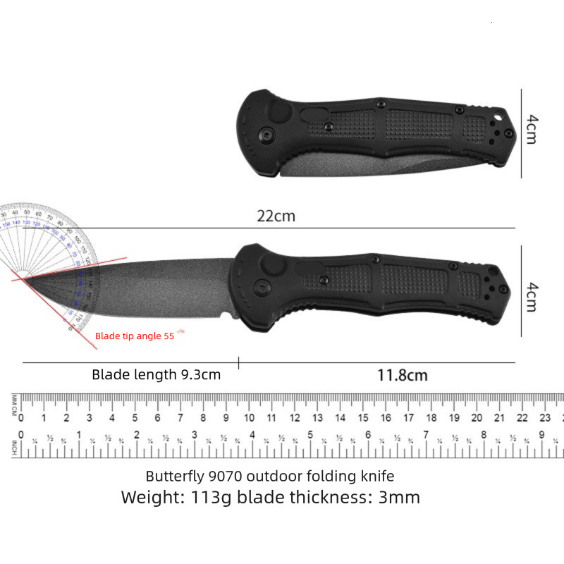 9070 Portable Outdoor Pocket Knife D2 Blade Nylon Fiber Handle Camping Fruit Folding Knife EDC Jungle Hiking Adventure Survival Tool