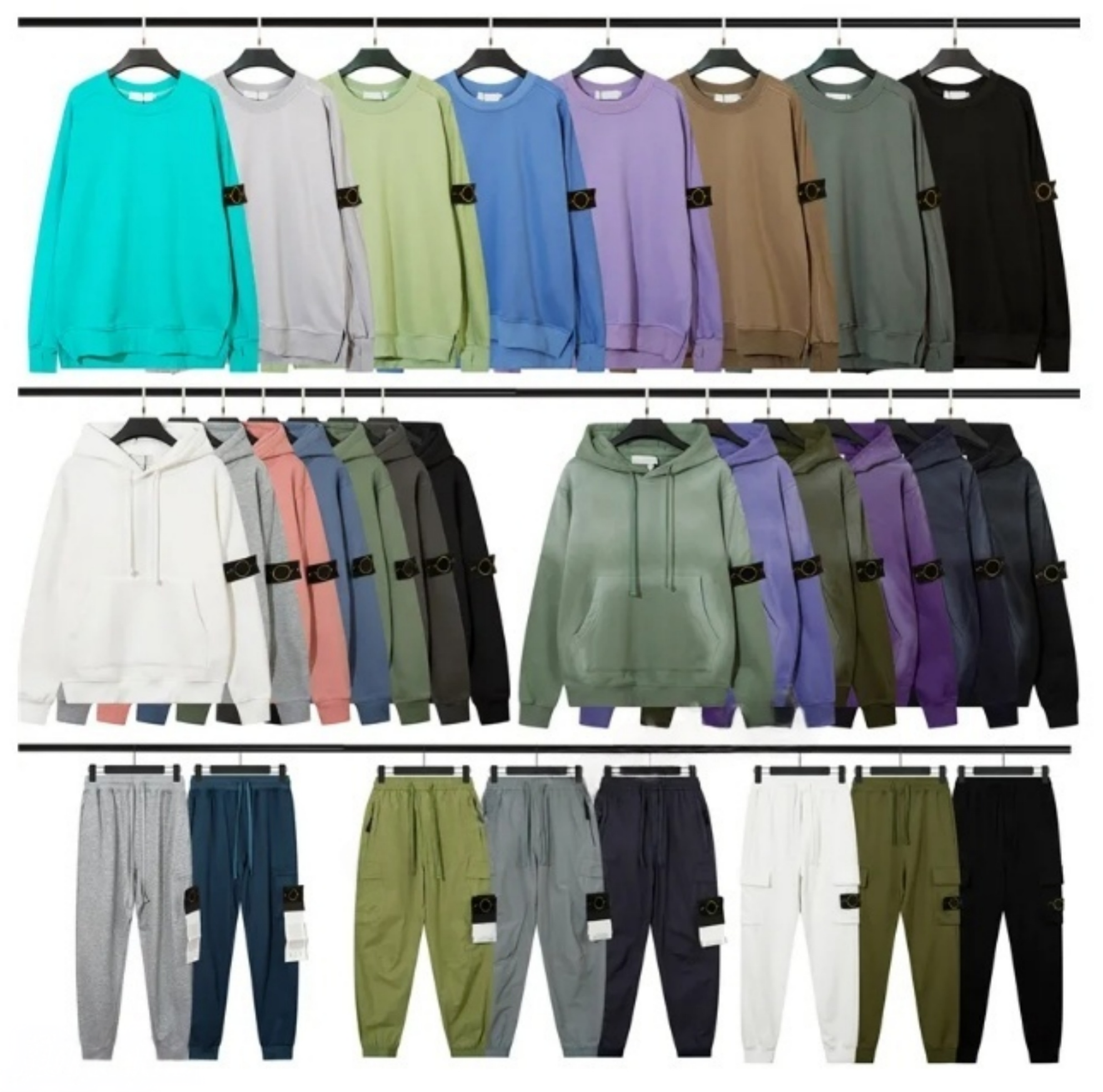 designer hoodie men T shirt stones sweatshirt hoodies men cargo pants pull Pullover tracksuit stone embroidered badge Oversized European drop shoulder