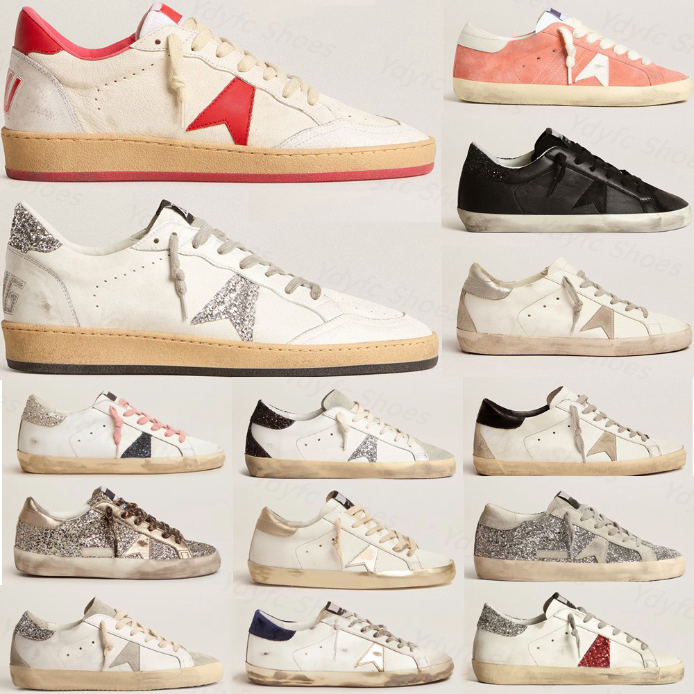 New Designer Shoes Golden Women Super Star Brand Men New Release Italy Sneakers Sequin Classic White Dirty Casual Shoe Lace Up Woman Man Size 35-47