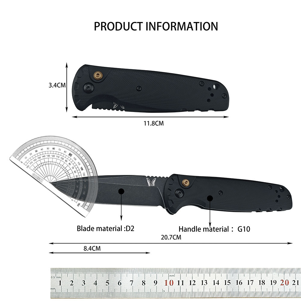 BM 4300 CLA Premium Folding Knife, Stonewash Blade G10 Handle Outdoor Utility Survival Pocket Knife for Hiking Fishing Camping Pocket Knife