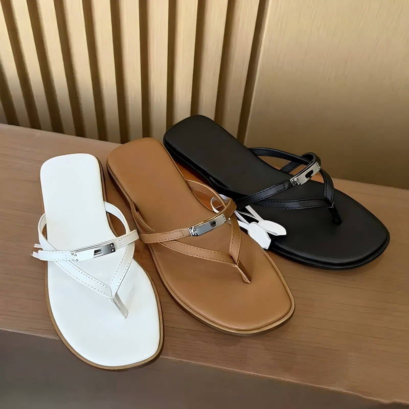 Women Miss Sandals Designer Beach Slides Fashion Flip Flops Flat Slippers Hsandal Genuine Leather Summer Comfortable Casual Sandale Shoes Size 35-41
